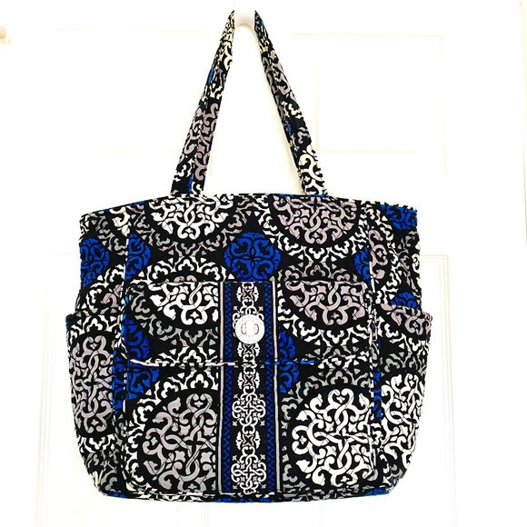 Vera Bradley Handbags - VERA BRADLEY Large Tote Bag Canterberry Cobalt Pattern (retired)